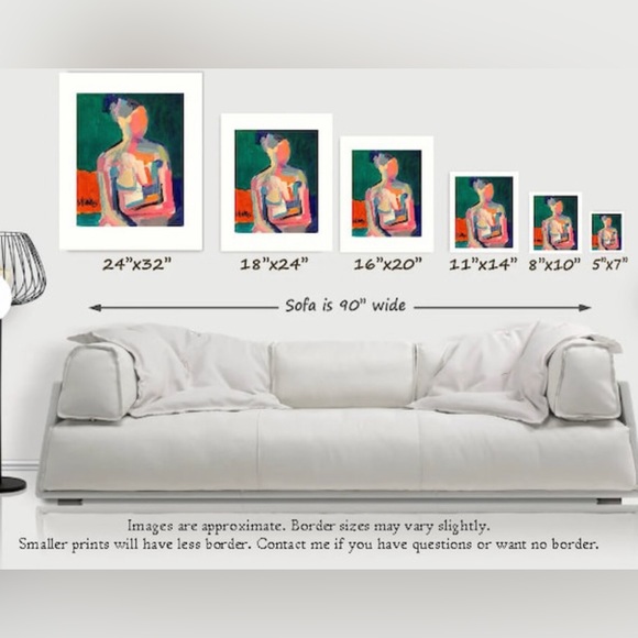 DREAMY STARE Figurative Abstract Woman Portrait Modern impressionism Female Art - Picture 5 of 5